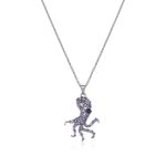 Κολιέ Jewelies, σχέδιο χταπόδι με μωβ ζιργκόν από επιπλατινωμένο ασήμι 925°.