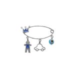 Παιδική παραμάνα για αγόρι Jewelies, με σχέδια αγόρι αμάξι μάτι και κορώνα σμάλτο από επιπλατινωμένο ασήμι 925°.