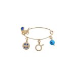 Παιδική παραμάνα για αγόρι Jewelies, με σχέδια smile σύμβολο άντρα μάτι και καρότσι σμάλτο από επιχρυσωμένο ασήμι 925°.