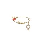 Παιδική παραμάνα για κορίτσι Jewelies, με σχέδια σύμβολο γυναίκας girl και κορώνα σμάλτο από επιχρυσωμένο ασήμι 925°.