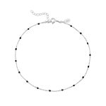 Βραχιόλι ποδιού Jewelies με ροζάριο μαύρο σμάλτο από επιπλατινωμένο ασήμι 925°.