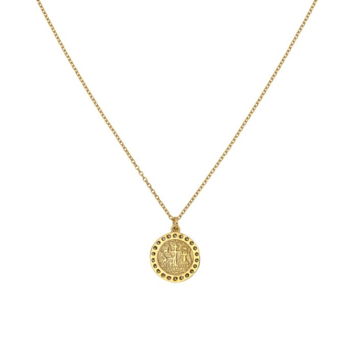 Κολιέ Jewelies, σχέδιο Κωνσταντινάτο με λευκά ζιργκόν από χρυσό 9 καρατίων. - Image 2