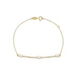 Βραχιόλι Jewelies, σχέδιο με μπάρες με λευκά ζιργκόν από χρυσό 9 καρατίων.