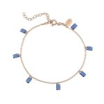 Βραχιόλι Jewelies, αλυσίδα με κρεμαστά μπλε ζιργκόν από ροζ επιχρυσωμένο ασήμι 925°.