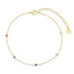 Βραχιόλι ποδιού Jewelies, σχέδιο με μονόπετρα από επιχρυσωμένο ανοξείδωτο ατσάλι.