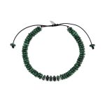 Αντρικό βραχιόλι Jewelies, J4 με μαλαχίτη και στοιχεία από επιπλατινωμένο ασήμι 925°.