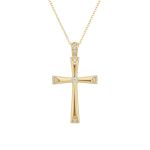 Κολιέ Jewelies, σχέδιο βαφτιστικός σταυρός διπλής όψεως με ζιργκόν από χρυσό 9 καρατίων.