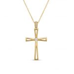 Κολιέ Jewelies, σχέδιο βαφτιστικός σταυρός με ζιργκόν από χρυσό 9 καρατίων.