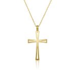 Κολιέ Jewelies, σχέδιο βαφτιστικός σταυρός με ζιργκόν από χρυσό 9 καρατίων. - Image 2