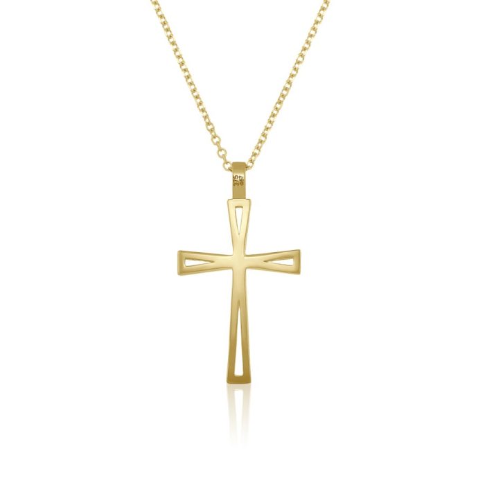 Κολιέ Jewelies, σχέδιο βαφτιστικός σταυρός με ζιργκόν από χρυσό 9 καρατίων. - Image 2