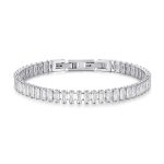 Βραχιόλι ριβιέρα Jewelies,με λευκά ζιργκον 5mm από ανοξείδωτο ατσάλι.