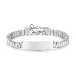 Βραχιόλι Jewelies, ταυτότητα ριβιέρα με λευκά ζιργκον 5mm από ανοξείδωτο ατσάλι.