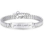 Βραχιόλι Jewelies, ταυτότητα ριβιέρα με λευκά ζιργκον 5mm από ανοξείδωτο ατσάλι. - Image 2