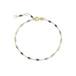 Βραχιόλι Jewelies, σχέδιο αλυσίδα με μπλε πέτρες από χρυσό 14 καρατίων.