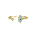 Δαχτυλίδι Jewelies, ανοιχτό σχέδιο μάτι με σμάλτο από χρυσό 14 καρατιών.
