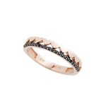 Δαχτυλίδι μισόβερο Jewelies, σχέδιο καρδιές με πέτρες ζιργκόν από ροζ χρυσό 9 καρατίων.