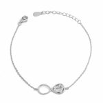 Βραχιόλι Jewelies, αλυσίδα infinity με καρδιά με λευκά ζιργκόν από επιπλατινωμένο ασήμι 925°.