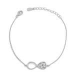 Βραχιόλι Jewelies, αλυσίδα infinity με αστέρι με λευκά ζιργκόν από επιπλατινωμένο ασήμι 925°.