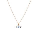 Κολιέ Jewelies, με σχήμα ματιού με πέτρες ζιργκόν από ροζ επιχρυσωμένο ασήμι 925.
