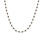 Κολιέ Jewelies, ροζάριο 40cm με μαύρο ζιργκόν από ροζ επιχρυσωμένο ασήμι 925°.