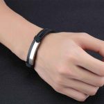 Βραχιόλι Jewelies, J4 με διπλό δέρμα και ταυτότητα από ανοξείδωτο ατσάλι. - Image 2