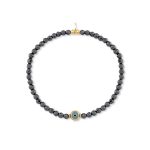 Βραχιόλι Jewelies, σχέδιο ματάκι με σμάλτο και ημιπολύτιμες πέτρες αιματίτη από επιχρυσωμένο ασήμι 925°