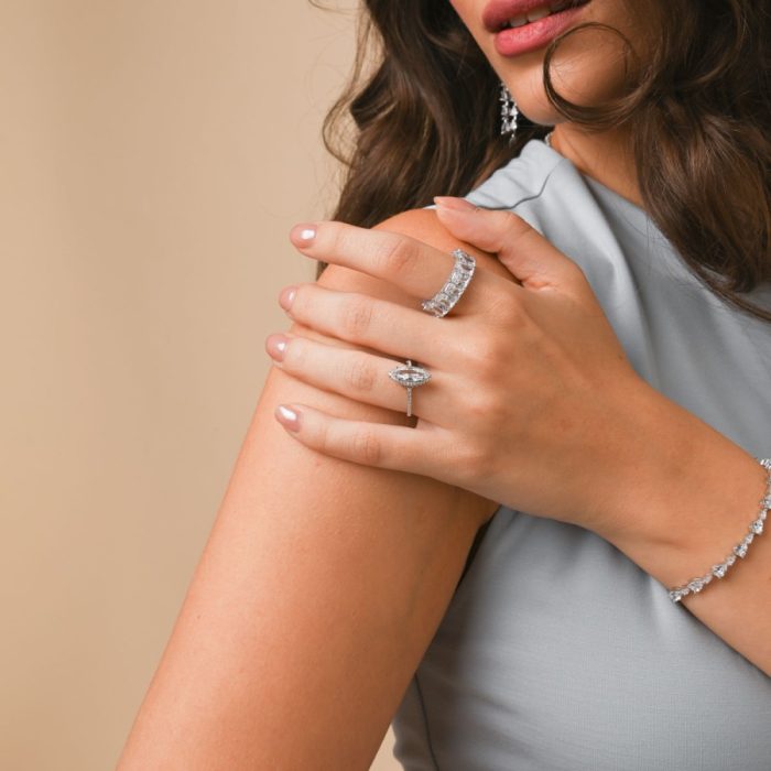 Δαχτυλίδι Jewelies, ολόβερο με ζιργκόν από επιπλατινωμένο ασήμι 925°. - Image 2