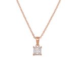 Κολιέ Jewelies, μονόπετρο με princess ζιργκόν 5mm από ροζ επιχρυσωμένο ασήμι 925°.