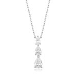 Κολιέ Jewelies, σχέδιο τρία μονόπετρα από επιπλατινωμένο ασήμι 925°