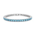 Βραχιόλι Jewelies, ριβιέρα με γαλάζια ζιργκον 4mm από ανοξείδωτο ατσάλι.