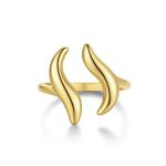 Δαχτυλίδι Jewelies, σχέδιο waves από επιχρυσωμένο ανοξείδωτο ατσάλι.
