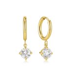 Σκουλαρίκια Jewelies, κρίκοι σχέδιο μονόπετρο από επιχρυσωμένο ανοξείδωτο ατσάλι.