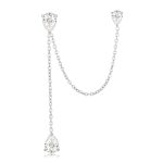 Σκουλαρίκια Jewelies, κρεμαστά σχέδιο μονόπετρα από ανοξείδωτο ατσάλι.