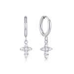 Σκουλαρίκια Jewelies, κρίκοι με κρεμαστούς σταυρούς από ανοξείδωτο ατσάλι.