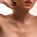 Κολιέ Jewelies, σχέδιο αλυσίδα με μονόπετρα και σταυρό από ανοξείδωτο ατσάλι. - Image 2