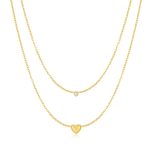 Κολιέ Jewelies,σχέδιο διπλή αλυσίδα με καρδιά από επιχρυσωμένο ανοξείδωτο ατσάλι.