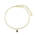 Βραχιόλι ποδιού Jewelies, σχέδιο μονόπετρο από επιχρυσωμένο ανοξείδωτο ατσάλι.