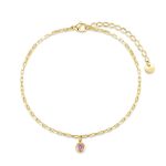 Βραχιόλι ποδιού Jewelies, σχέδιο μονόπετρο από επιχρυσωμένο ανοξείδωτο ατσάλι.