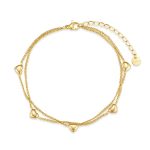 Βραχιόλι ποδιού Jewelies, διπλό σχέδιο καρδιές από επιχρυσωμένο ανοξείδωτο ατσάλι.