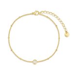 Βραχιόλι ποδιού Jewelies, σχέδιο μονόπετρο από επιχρυσωμένο ανοξείδωτο ατσάλι.