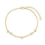 Βραχιόλι ποδιού Jewelies, διπλό σχέδιο καρδιές από επιχρυσωμένο ανοξείδωτο ατσάλι.