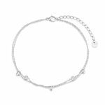 Βραχιόλι ποδιού Jewelies, διπλό σχέδιο καρδιές από ανοξείδωτο ατσάλι.