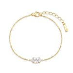 Βραχιόλι Jewelies, σχέδιο μονόπετρο με αλυσίδα από επιχρυσωμένο ανοξείδωτο ατσάλι.