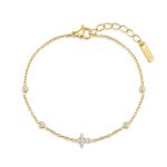Βραχιόλι Jewelies, σχέδιο μονόπετρα με σταυρό από επιχρυσωμένο ανοξείδωτο ατσάλι.