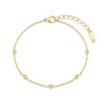 Βραχιόλι Jewelies, σχέδιο ρόμβοι με ζιργκόν από επιχρυσωμένο ανοξείδωτο ατσάλι.