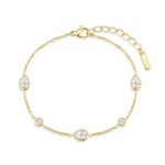 Βραχιόλι Jewelies, σχέδιο μονόπετρα με αλυσίδα από επιχρυσωμένο ανοξείδωτο ατσάλι.