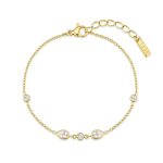 Βραχιόλι Jewelies, σχέδιο μονόπετρα με αλυσίδα από επιχρυσωμένο ανοξείδωτο ατσάλι.