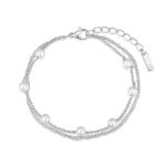 Βραχιόλι Jewelies, σχέδιο πέρλες με διπλή αλυσίδα από ανοξείδωτο ατσάλι.