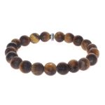 Αντρικό βραχιόλι Jewelies,  J4 με tiger eye πέτρες και στοιχείο από επιπλατινωμένο ασήμι 925°.