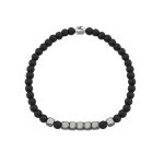 Αντρικό βραχιόλι Jewelies, J4 με 4mm όνυχα ματ πέτρες και στοιχείο από επιπλατινωμένο ασήμι 925°. - Image 2